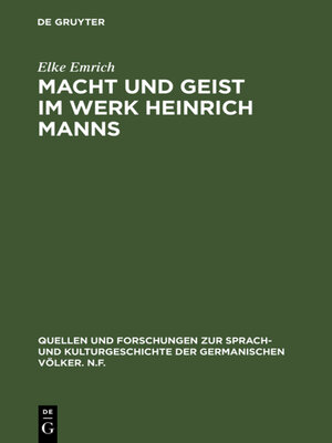 cover image of Macht und Geist im Werk Heinrich Manns